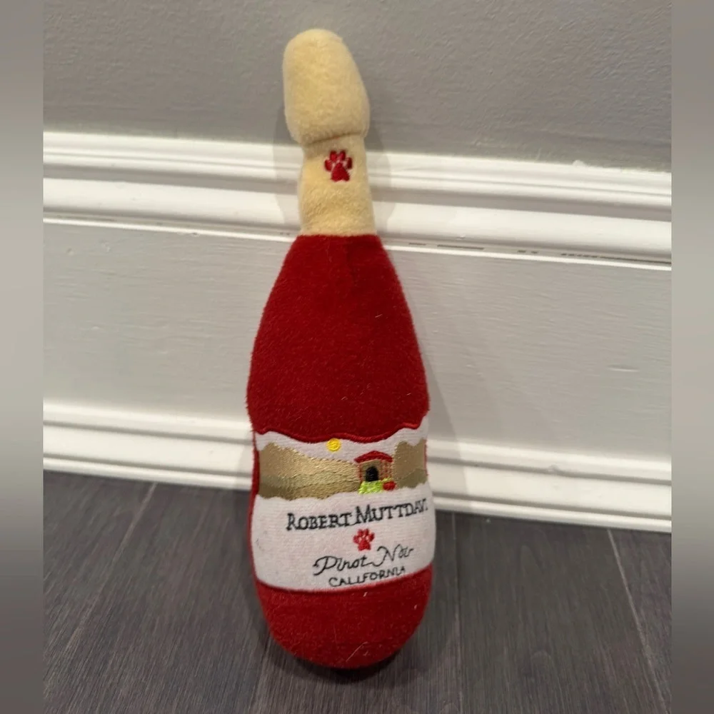 Robert Muttdavi Red and Cream Wine Plush Dog Toy